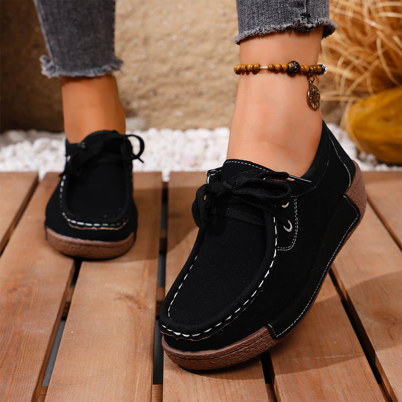 🔥🌞【50% Zniżki!】Damskie buty na grubej podeszwie z okrągłym noskiem – wygodne i stylowe buty wspierające stopy, które amortyzują wstrząsy i pomagają w utrzymaniu prawidłowej postawy.