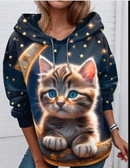 🐱🐱【S-6XL】Nové dámske zimné tričko, roztomilý mačacie vzor