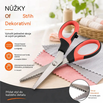 ✂️ Víceúčelové nůžky na stříhání s klikatým ostřím – na látky, papír a řemesla 🧵