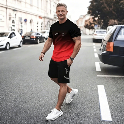 ✨【Pago contra entrega】Conjunto de dos piezas de verano para hombre: camiseta de manga corta + pantalones cortos