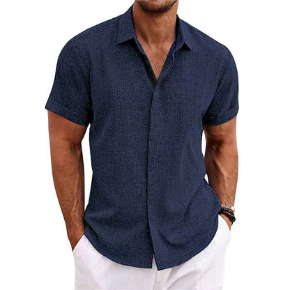 🏖️👕【S-3XL】Nueva camisa masculina de manga corta estilo playa, algodón y lino, talla grande