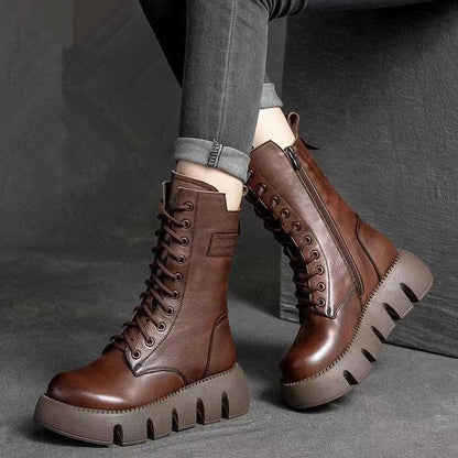Obmedzená ponuka 42% zľava 🔥👢【35-40】Nová kolekcia skoré jesene, kvalitné ručne vyrábané mäkké kožené čižmy s hrubou podrážkou