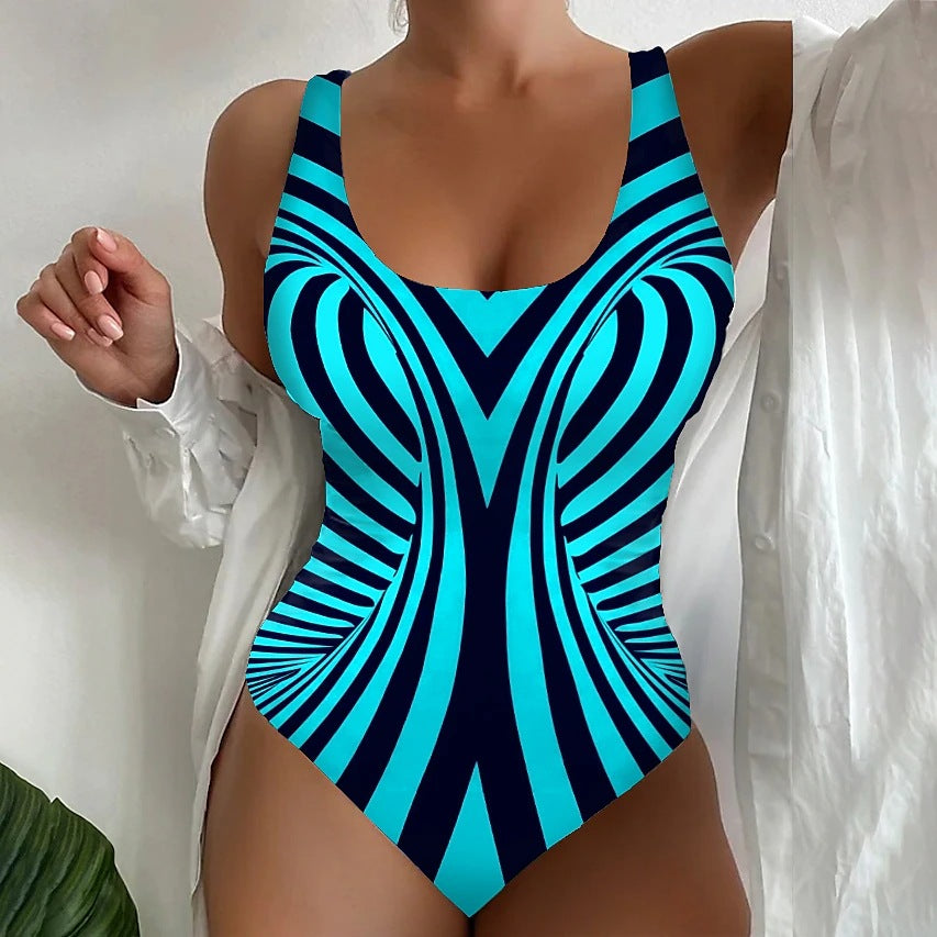 🩱Časovo obmedzená zľava 50 % [😍S~6XL] Sexy pruhované jednodielne plavky