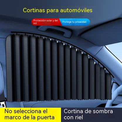 【Juego de 4 piezas】Cortina parasol con riel deslizante para ventana de coche y aislamiento térmico