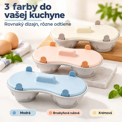 🥚✨ Varič vajec do mikrovlnnej rúry s pokrievkou - Rýchla a praktická nádoba na naparovanie - Bez BPA, pripraví varené vajcia, vajcia na mäkko alebo miešané vajcia za pár minút 🍳