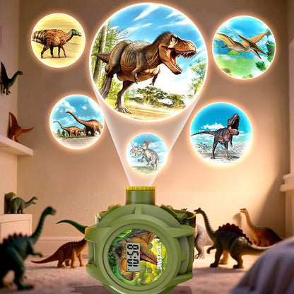 🦖⏰ 【50% de descuento por tiempo limitado】Reloj de proyección de dinosaurios para niños, con 24 proyecciones dinámicas