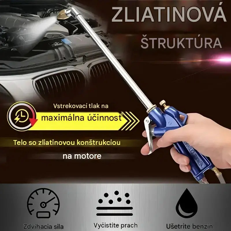 🚗💦 Pneumatická čistiaca pištoľ 2 v 1 – Silný prúd vzduchu a vysokotlaková voda pre hĺbkové čistenie 🔥