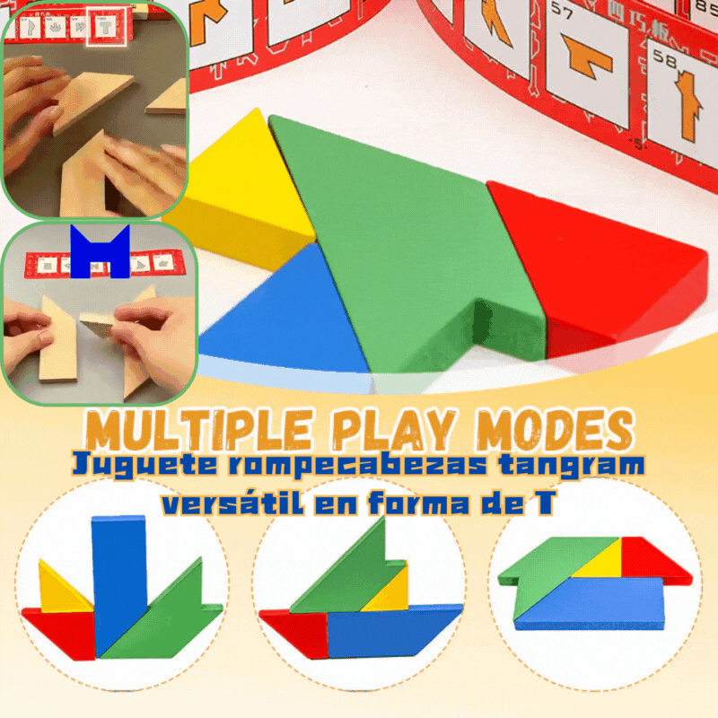 💕🎭Juguete rompecabezas tangram versátil en forma de T