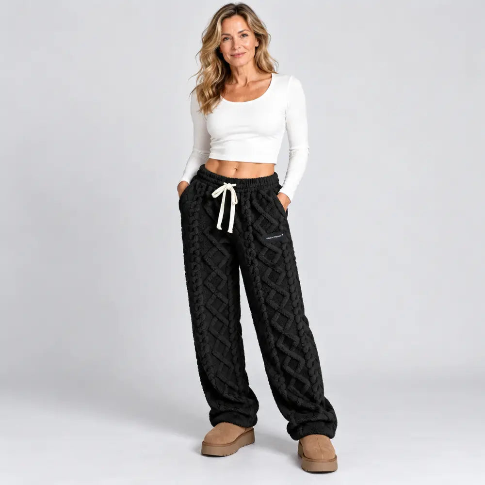 🔥【XS-2XL】Jesenné/zimné ležérne nohavice s flísovou podšívkou, vyrobené zo žakárovej látky, hrubé a teplé