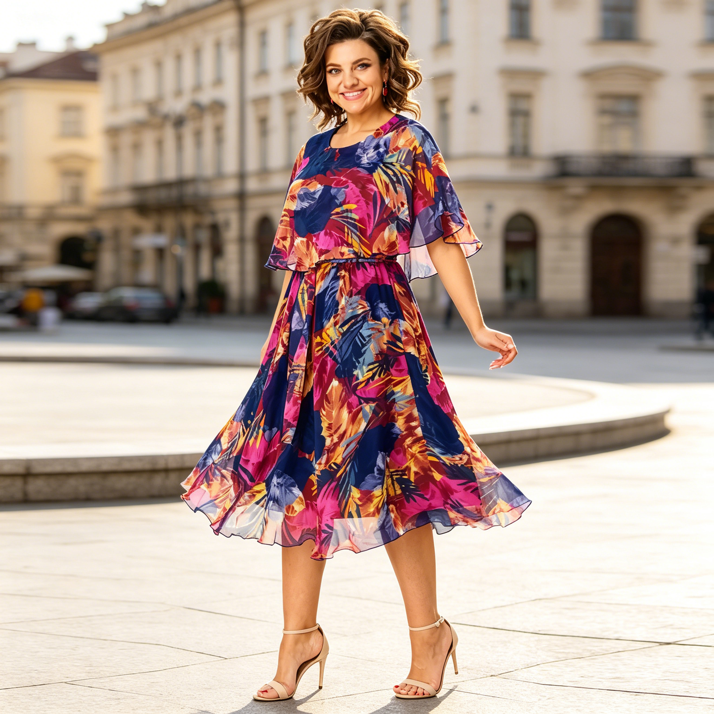 💃☀️【S-5XL】Šaty s potlačou a sieťovinou - Úzky strih, lichotivé a ľahko sa kombinujú.