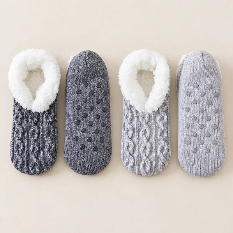 🧦 2 páry: Mäkké domáce ponožky s protišmykovou silikónovou podrážkou a pružným úpletom – doprajte si maximálne pohodlie a teplo!