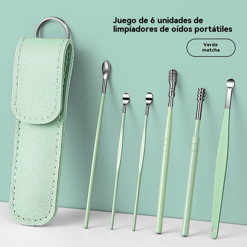 👂Juego de 6 herramientas para eliminar cerumen con tubo de almacenamiento | Kit completo para el cuidado auditivo: ¡herramienta seis en uno! 👂