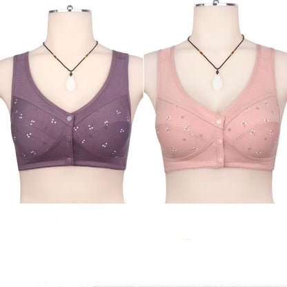 ✨🎉50% zľava 【balenie 2 kusov】💞【40-105 kg】Elegantná podprsenka z čistej bavlny so zapínaním vpredu, vhodná pre ženy stredného veku