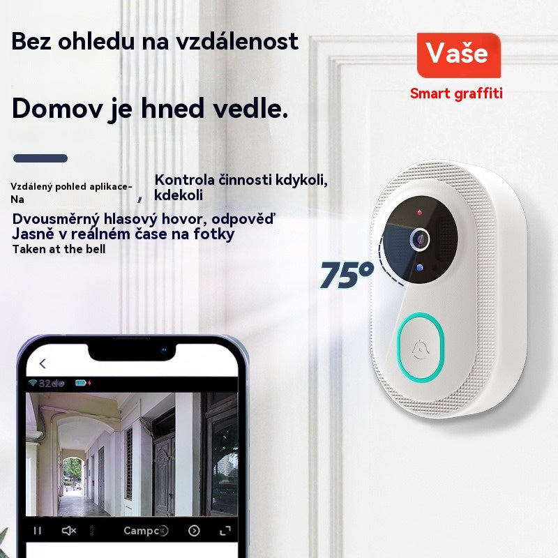 🔥 Bezdrátová kamera se zvonkem: 1080P HD, širokoúhlý objektiv 75°, vodotěsná, vhodná pro venkovní použití, s funkcí infračerveného nočního vidění.
