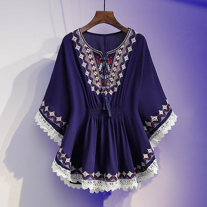 💓【S~5XL】Nový letný vyšívaný top pre ženy vo veľkých veľkostiach