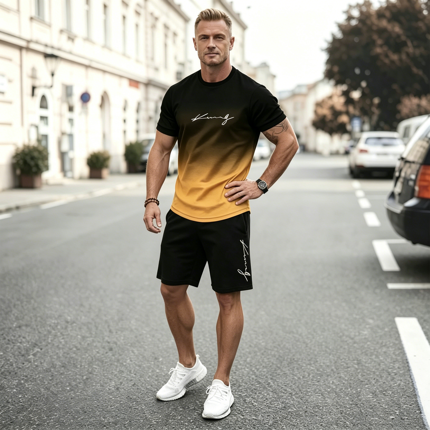 ✨【S-6XL】【Pago contra entrega】Conjunto de dos piezas de verano para hombre: camiseta de manga corta + pantalones cortos