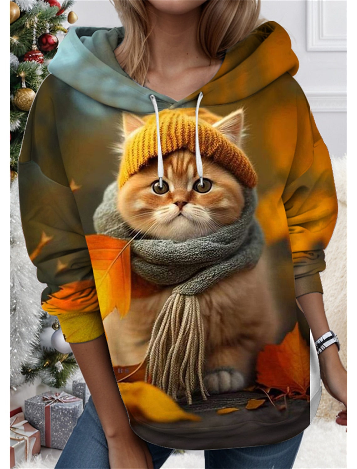 🐱✨【Popust 60% na ograničeno vrijeme】2025 nova ženska 3D majica s kapuljačom s motivom mačke