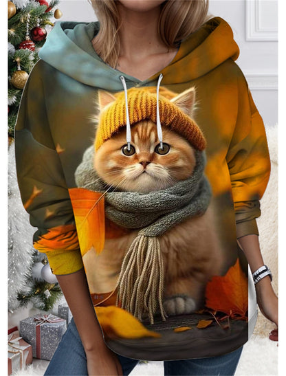 🐱✨【Popust 60% na ograničeno vrijeme】2025 nova ženska 3D majica s kapuljačom s motivom mačke