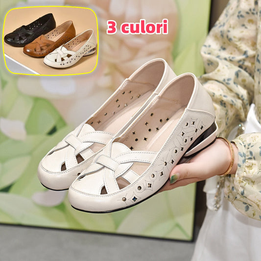 🔥💞【35-40】 2025 Sandale de damă noi, cu vârf rotund, din piele naturală, cu toc mic