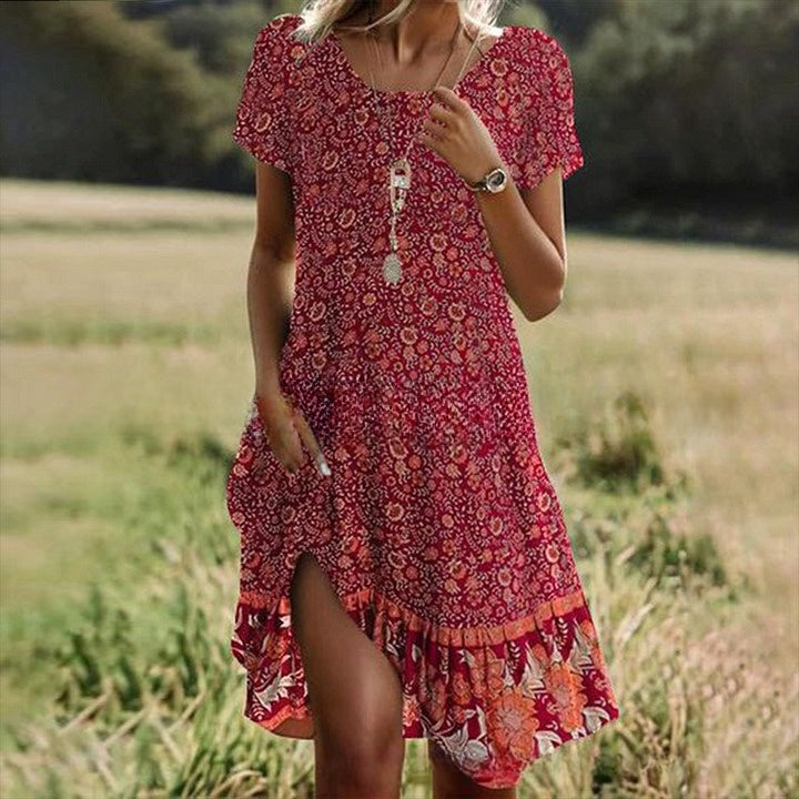 【Zadnji dan promocije】 【S-3XL】💖👗Nova ležerna haljina s okruglim izrezom i printom za proljeće i ljeto 2026. 🌸🌞