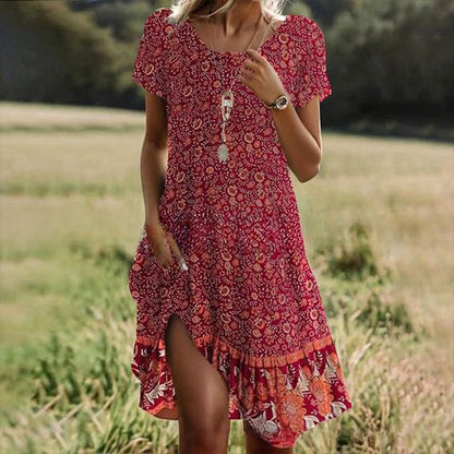 【Zadnji dan promocije】 【S-3XL】💖👗Nova ležerna haljina s okruglim izrezom i printom za proljeće i ljeto 2026. 🌸🌞