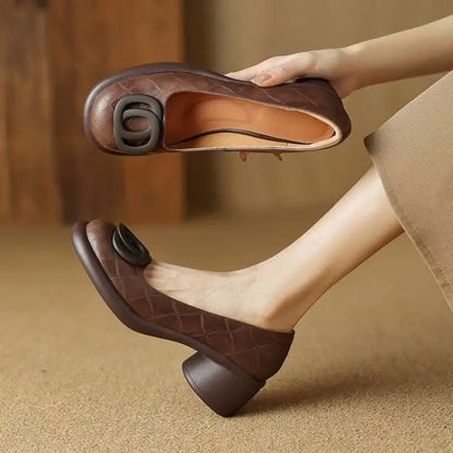 🔥【Ograniczona oferta 50%】👠【35-40】Nowe wygodne skórzane buty 2026 👠 Retro obcas 5 cm 🌟 Eleganckie i uniwersalne-4253216