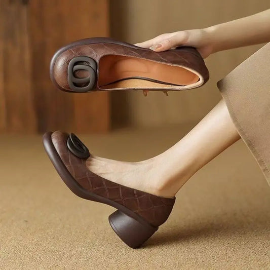 🔥【Ograniczona oferta 50%】👠【35-40】Nowe wygodne skórzane buty 2026 👠 Retro obcas 5 cm 🌟 Eleganckie i uniwersalne-4253216