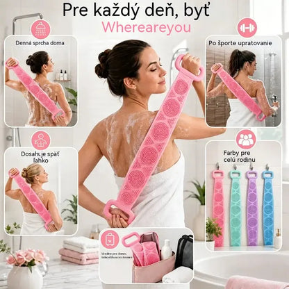 🔥2 kusy🔥🛁 Obojstranná silikónová rukavica do kúpeľa – extra dlhá telová drhnúca hubka na jednoduché čistenie chrbta