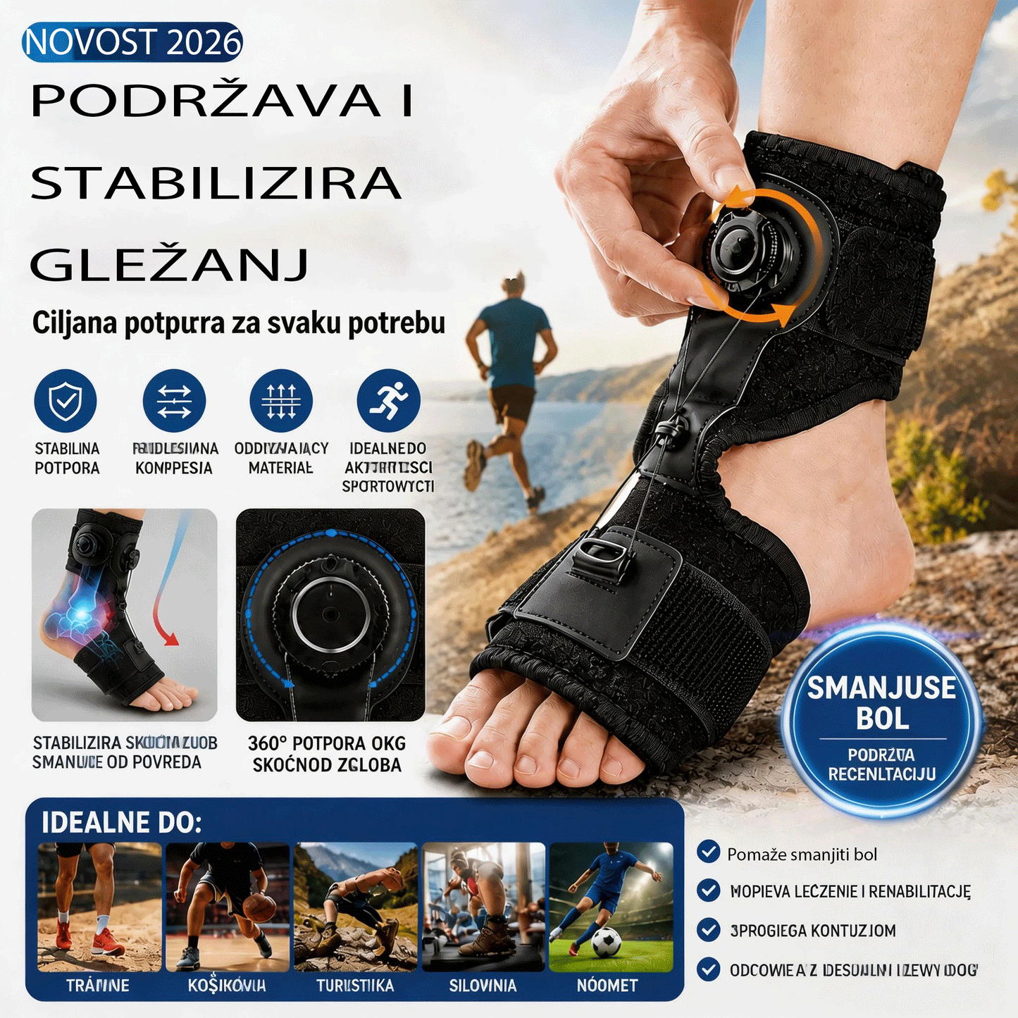 💥 -50% 🦶【2 kom.】Ortoza za spušteno stopalo – Podešavanje kotačićem, stabilizacija i udobnost tijekom cijelog dana.
