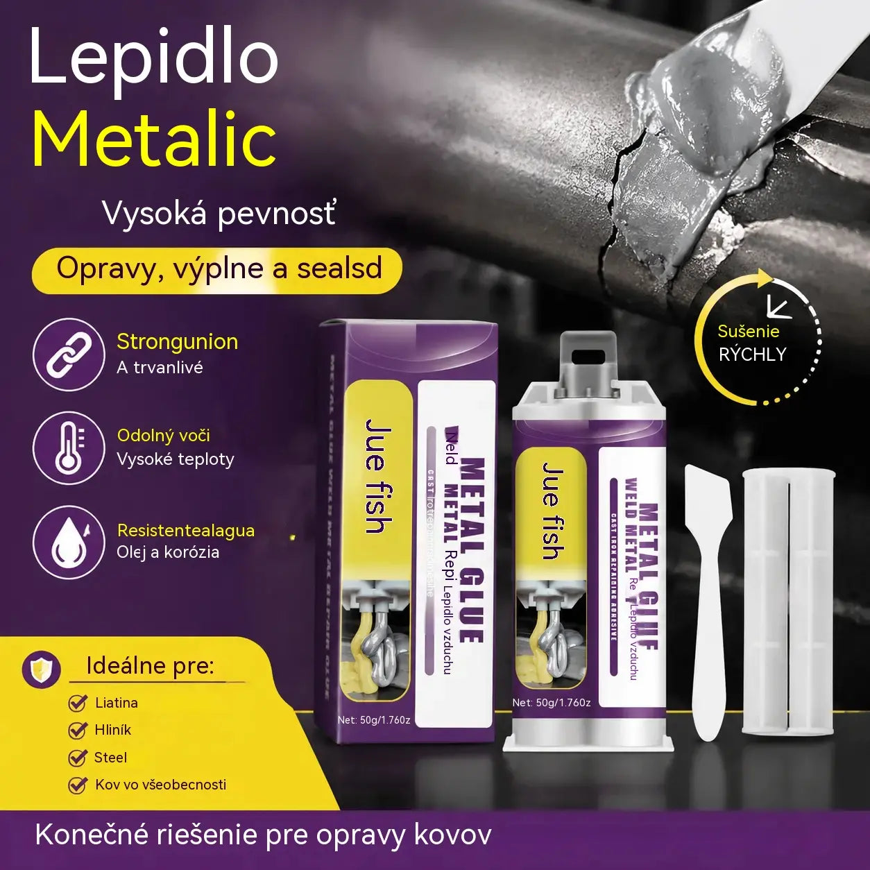 ⚡【2 sady len za 23 €】🔩 Lepidlo na kov – Lepidlo na opravu zvárania kovov ✨