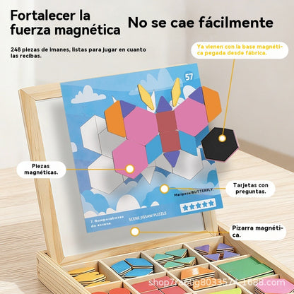 👶🌈🧩【248 piezas】🔥Juguete de rompecabezas tangram de madera magnético, entrenamiento cerebral y juguete educativo para niños, estimula el pensamiento