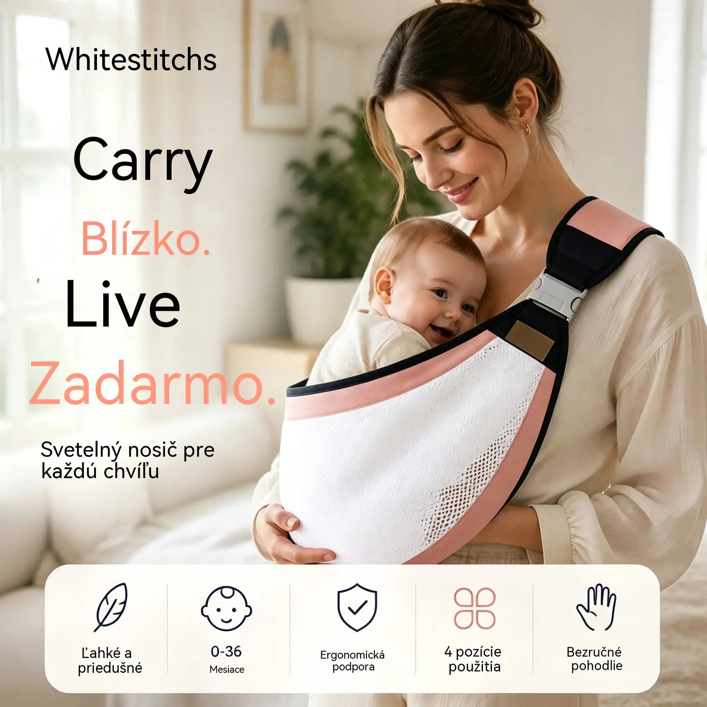 👶 Ľahký ergonomický nosič pre bábätká | Ideálny na prechádzky a cestovanie ✈️