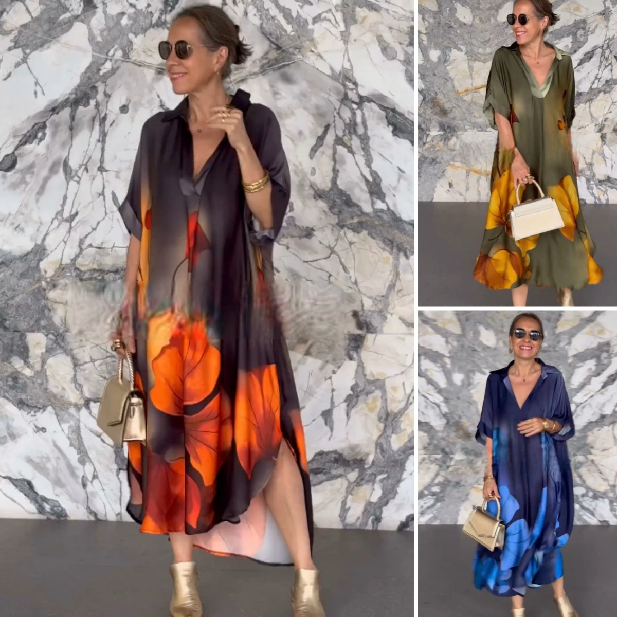 🔥【Kup 1, a otrzymasz 1 gratis】🌈【S-5XL】👗2025 Wysokiej jakości elegancka, wygodna sukienka z nadrukiem