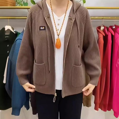 💓💓【50% OFF】【45-80 kg】2025 New Vertical Stripe Hooded cu glugă Monogrammed Zip Top