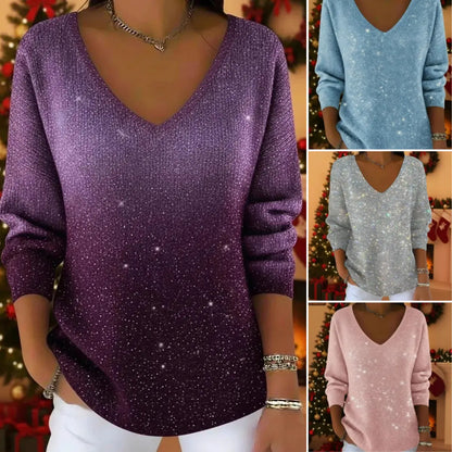👚👚Nový dámsky sveter s dlhým rukávom a výstrihom do V, jeseň/zima 2026