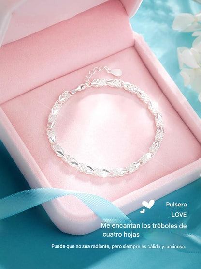 😀👉【Compre 1 y obtenga 1 gratis】💖🍀Me encanta la nueva pulsera de plata 925 con trébol de cuatro hojas para mujer, ¡a la moda!【30% de descuento】