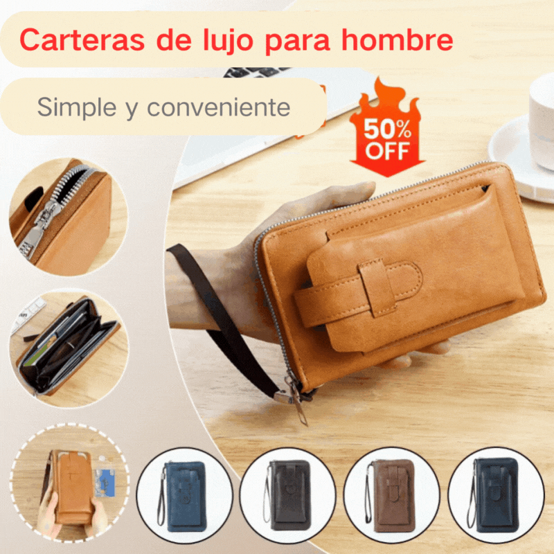 💼🔥Cartera multifuncional para hombre, hecha a mano en cuero genuino, estilo totalmente nuevo.