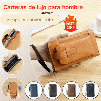 💼🔥Cartera multifuncional para hombre, hecha a mano en cuero genuino, estilo totalmente nuevo.