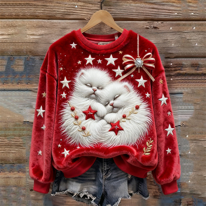 🎄❄️【¡Oferta -50%】Suéter navideño de franela para mujer con estampados bonitos
