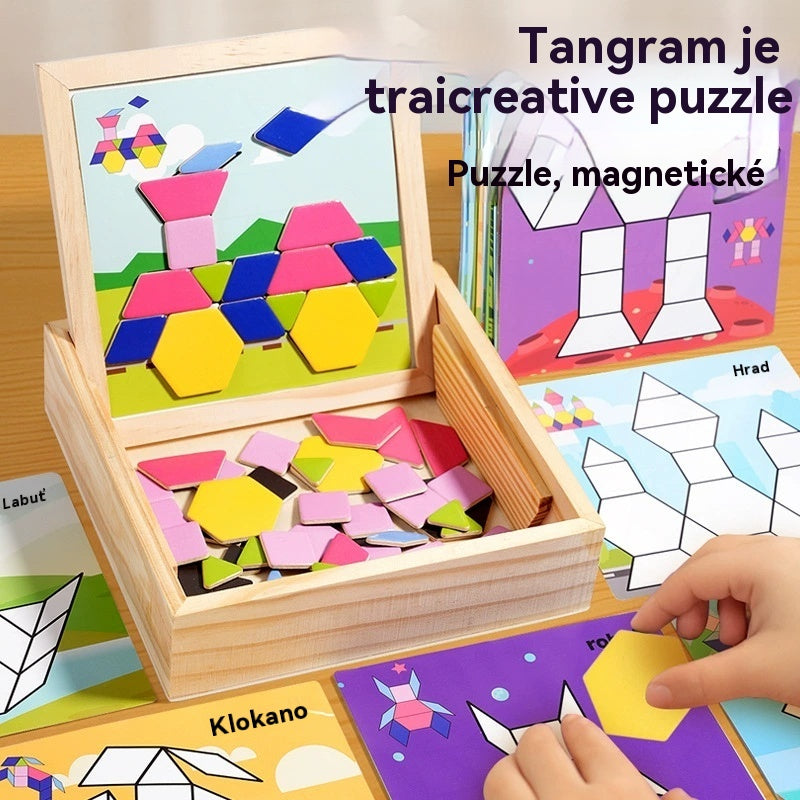 🎁🌟【Limitovaná ponuka Kúp 1 a získaj 1 zdarma】 Nová detská magnetická geometrická logická hra Tangram
