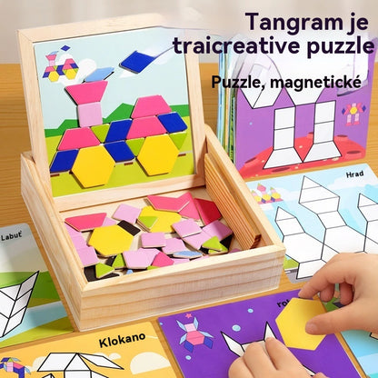 🎁🌟【Limitovaná ponuka Kúp 1 a získaj 1 zdarma】 Nová detská magnetická geometrická logická hra Tangram