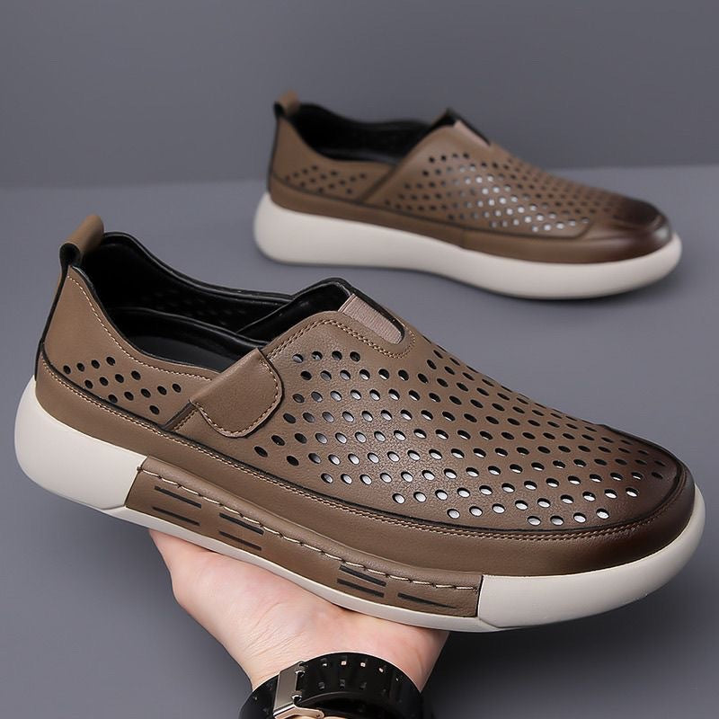 Nowe letnie męskie buty skórzane z miękką podeszwą, wygodne, oddychające, miękkie i odporne na zużycie