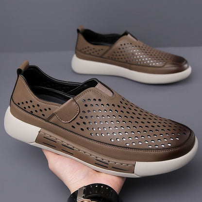 Nowe letnie męskie buty skórzane z miękką podeszwą, wygodne, oddychające, miękkie i odporne na zużycie