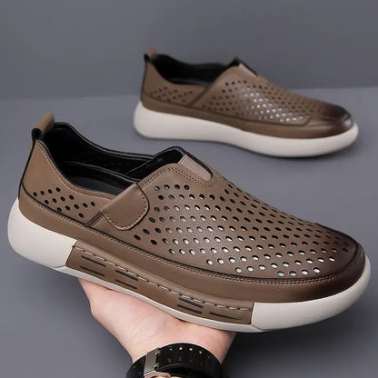 Nowe letnie męskie buty skórzane z miękką podeszwą, wygodne, oddychające, miękkie i odporne na zużycie