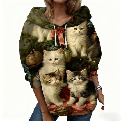 🐱🐱【S-6XL】Nové dámske zimné tričko, roztomilý mačacie vzor