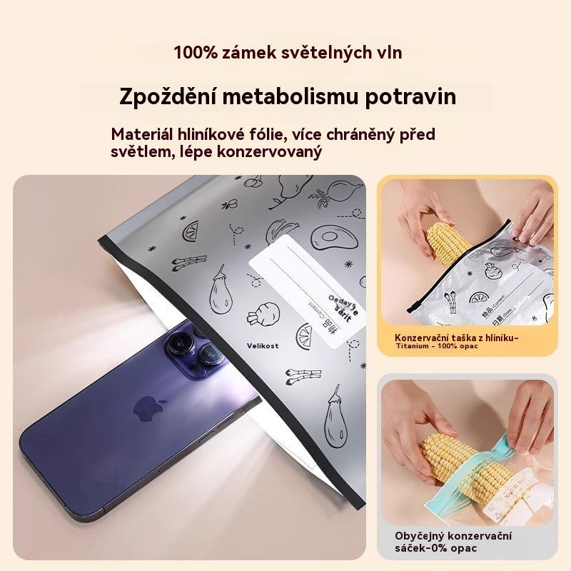 🥩【30kusů】Sáček z hliníkové fólie potravinářské kvality se zipem pro zachování čerstvosti, vhodný do domácí lednice