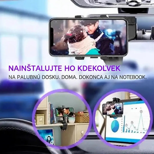 📱 Auto držiak na telefón na slnečnej clone, 360°, jednoduché zacvaknutie, pohodlná navigácia.