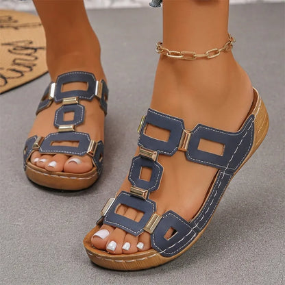 👡【Pohodlné a relaxačné na chôdzu】Retro sandále na kline (s podporou klenby)