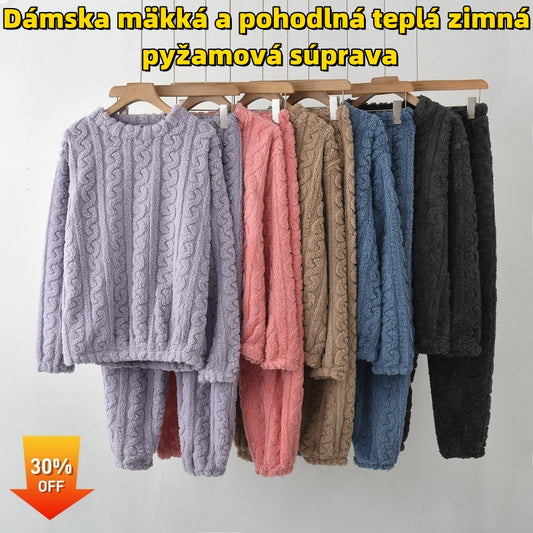 🌺【45-90kg】💥💫Dámska mäkká a pohodlná teplá zimná pyžamová súprava