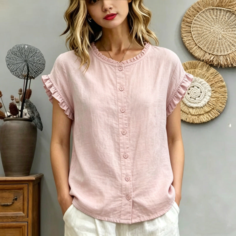 🔥[Novedad 50% de descuento] Camisa casual de algodón y lino para mujer, estilo verano 2026